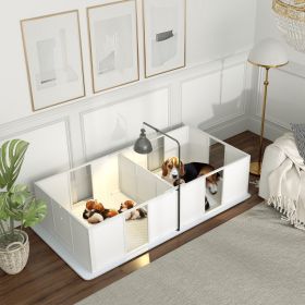 Whelping Box for Dogs w/ Retractable Light Stand, Waterproof Pee Pad & Adjustable Height Door for Medium Breed Dogs
