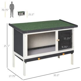 AwHut Wooden Rabbit Hutch, Bunny Cage For Small Pet W Slide-out Tray, Openable Roof (Option: Black White Green)
