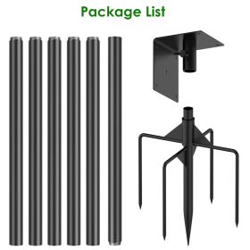 1 Set  79.92in Bird House Pole Kit Height Adjustable Bird Feeder Pole Mount Kit Heavy Duty Bird House Pole Set With 5 Prongs Base For Bird House (Option: Black)