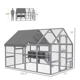 Large Chicken Coop With Nesting Box, Water-Resistant And Anti-UV Cover For 8-12 Chickens, Gray (Option: Gray)