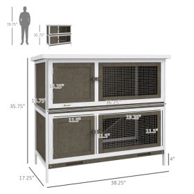 PawHut Wooden Bunny Hutch With Ramp, Indoor Outdoor, Brown (Option: Brown)