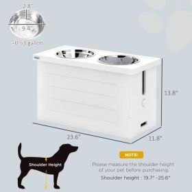PawHut Elevated Dog Bowls With Slow Feeder Mat, Storage Cabinet, 3 Stainless Steel Bowls For Large & Extra Large Dogs, White (Option: White)