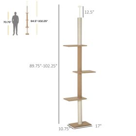 Floor-to-Ceiling Cat Tree Cat Climbing Tower With Sisal-Covered Scratching Posts Natural Cat Tree Activity Center For Kittens Cat Tower Furniture (Option: Brown 580x290x280 mm)