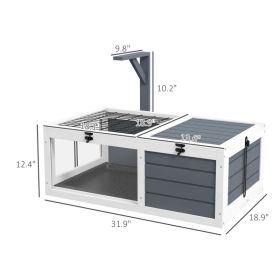 Tortoise Habitat, Wooden Tortoise House W Lamp Holder, Gray (Option: Gray White)