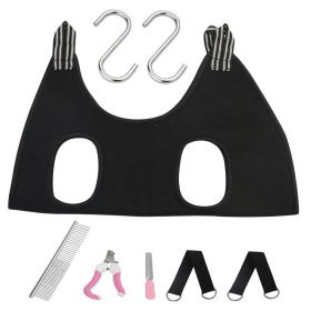 Dog Grooming Hammock Harness for Dogs & Cats with Pet Nail Clipper Trimmer (Color: black, size: XS)