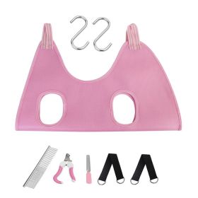 Dog Grooming Hammock Harness for Dogs & Cats with Pet Nail Clipper Trimmer (Color: pink, size: M)