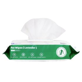 PETMARVEL Silver Ion Antibacterial Dog Cat Wipes Unscented, Hypoallergenic For Paws Butt Face & Ear (Option: Lavender-100Pcs)