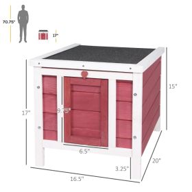 Small Rabbit Hutch Bunny Cage Guinea Pig Cage Duck House Dog House With Openable & Waterproof Roof (Option: Red 575x475x165 mm)